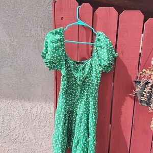 HESPERUS  Green Floral Mini Dress Size M.